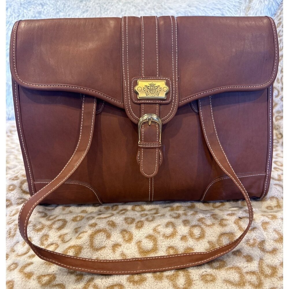 Gitano Brown Faux Leather Shoulder Bag Briefcase Academia Office Preppy School